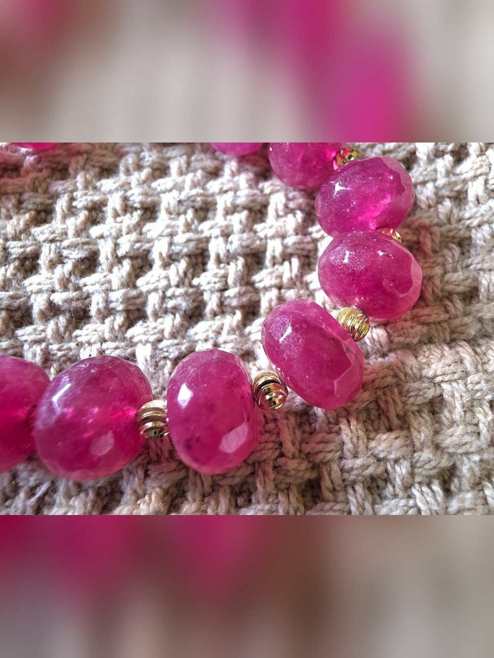 Vintage Crackle Dyed Quartz Bead Necklace And Bracelet. - Picture 6 of 8
